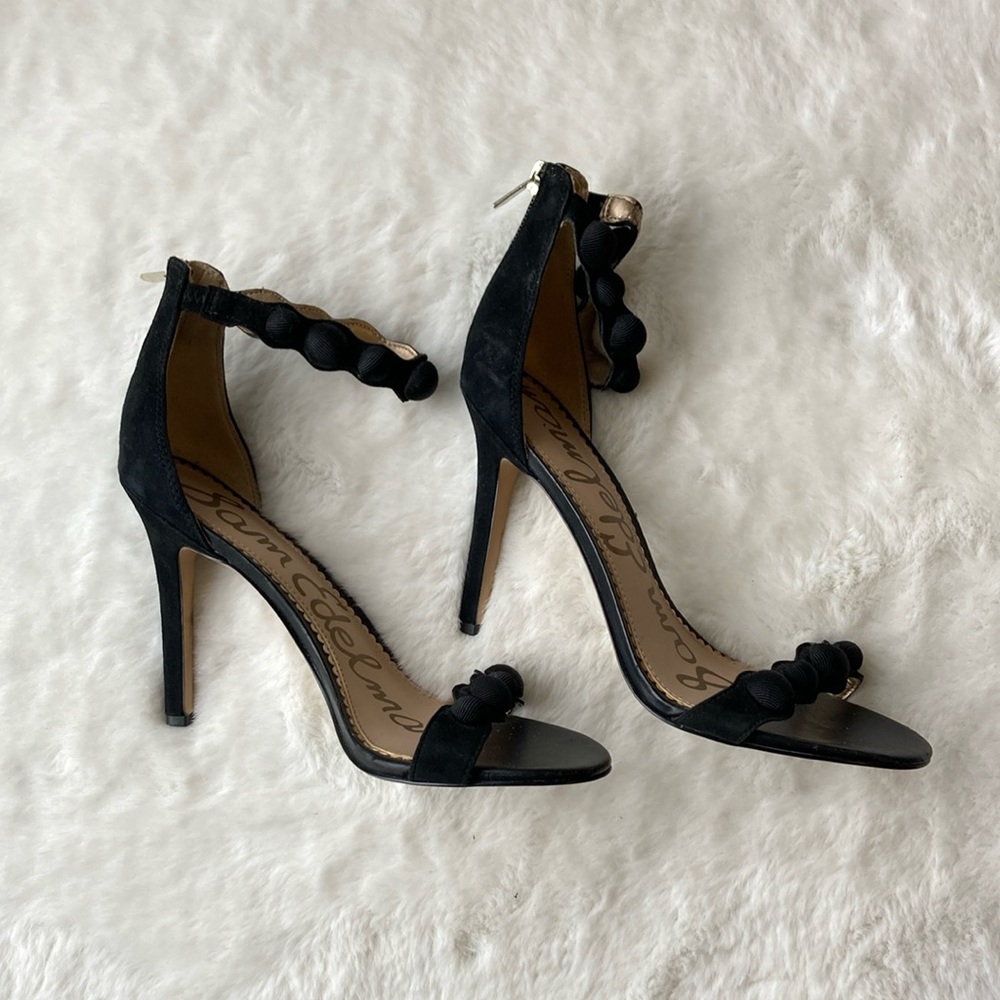 Sam Edelman Black Addison Suede High Heel Ankle Strap 9 Zipper